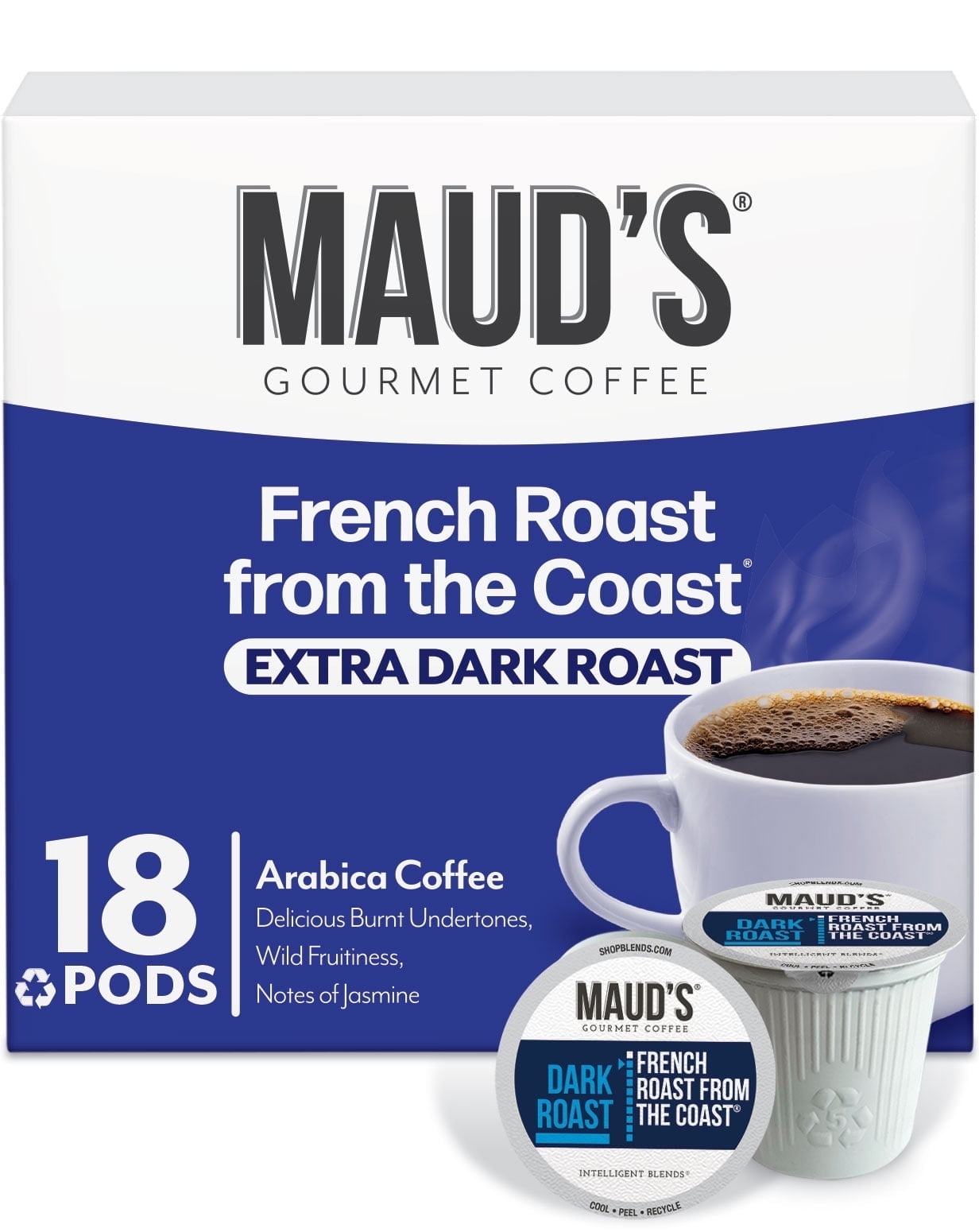 Mauds French Roast Coffee Pods for Office Breakroom, 18ct