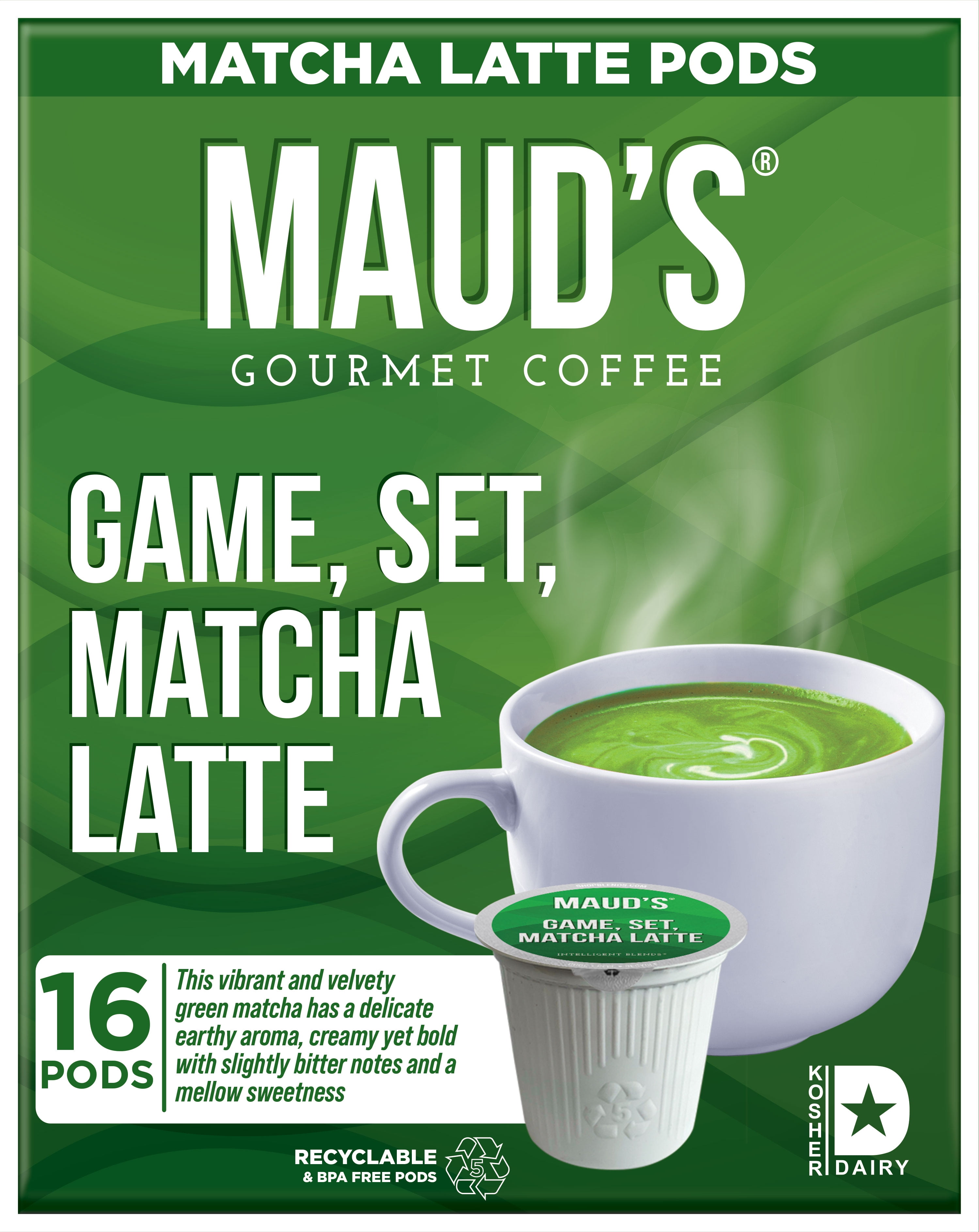 Maud's Game Set Matcha Latte Tea Pods, 16ct. Solar Energy Produced