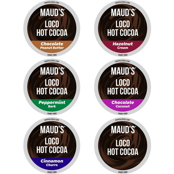 Maud's Flavored Hot Chocolate Variety Pack, 48ct, Recyclable Single Serve Pods, Compatible with Keurig K Cups Maker