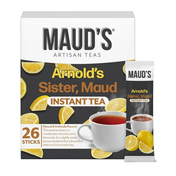 Maud's Instant Tea Arnold's Sister, 26 ct, Lemonade Flavored Packets, Instant Hot or Iced Tea - Just add water