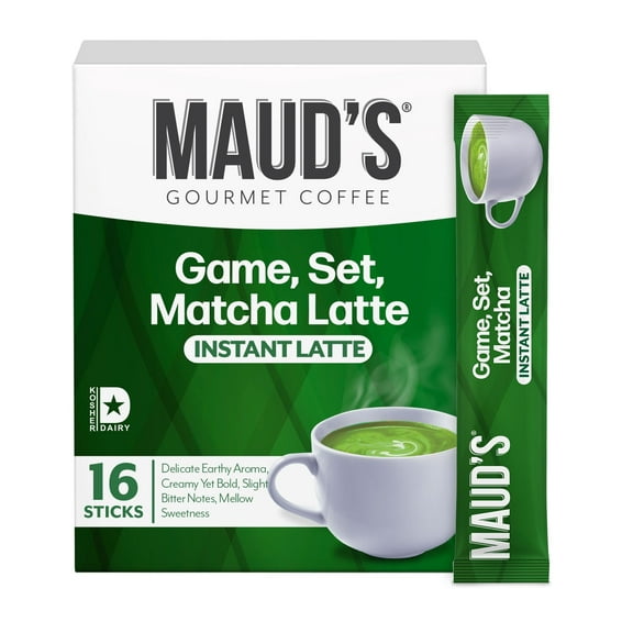 Maud's Matcha Latte Instant Packets, 16 ct, Instant Hot or Iced Matcha Latte - Just add water