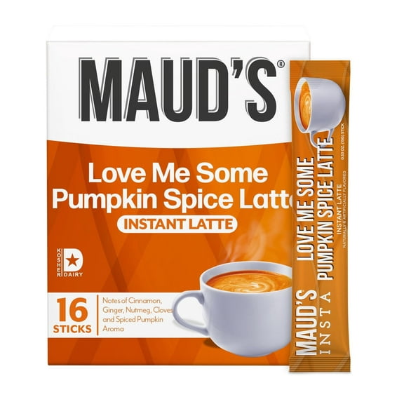 Maud's Pumpkin Spice Latte Instant Coffee, 16 ct, 100% Arabica Coffee, Instant Hot or Iced Latte - Just add