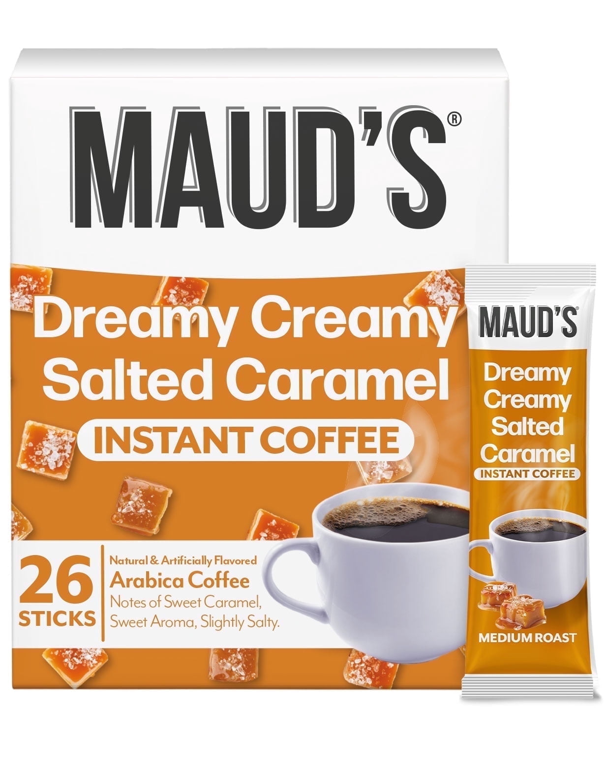 Maud's, Salted Caramel Flavored Instant Coffee, 26 ct, 100% Arabica ...