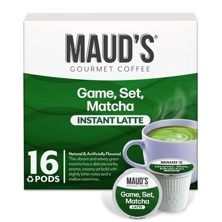 Maud's Matcha Latte Pods, 16 ct, Single Serve Tea Pods - Compatible with Keurig K Cups Maker