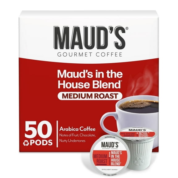 Maud's Medium Roast Coffee Pods, 50ct, Recyclable Single Serve Pods – 100% Arabica Coffee, Compatible with Keurig K Cups Maker