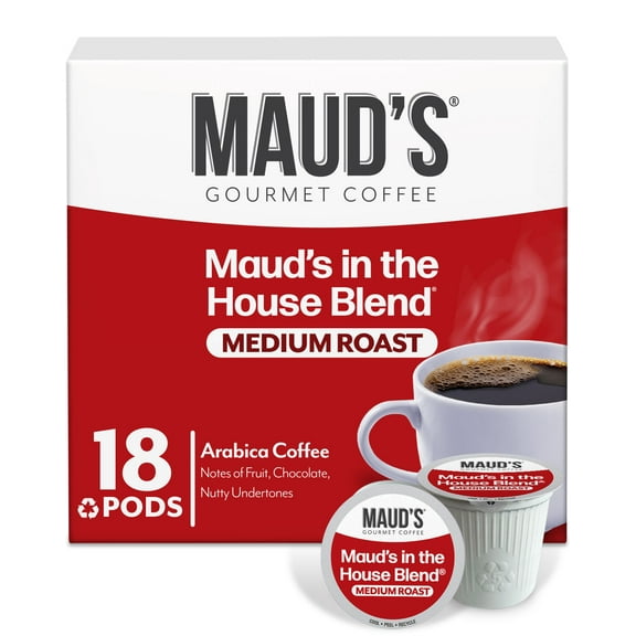 Maud's Medium Roast Coffee Pods, 18 ct, Recyclable Single Serve Pods – 100% Arabica Coffee, Compatible with Keurig K Cups Maker