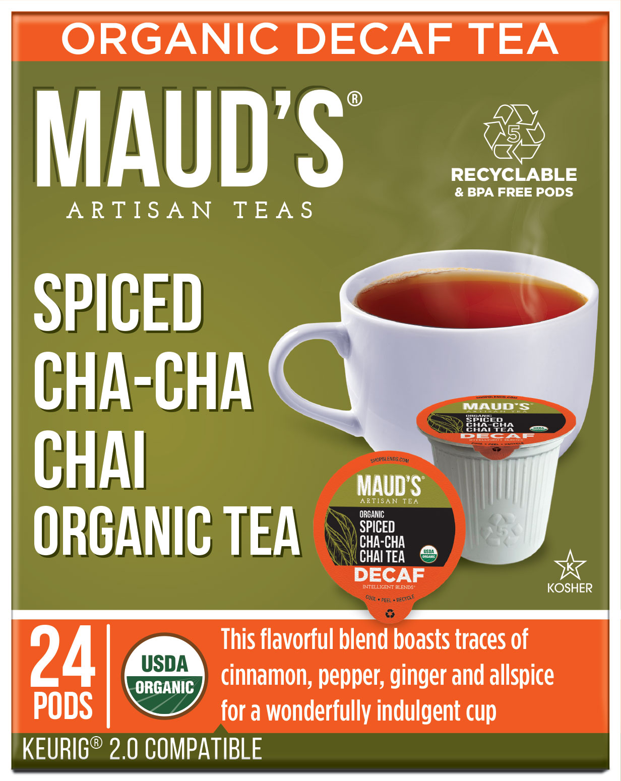 Maud's Spiced Chai Latte Pods, Spiced Cha Cha Chai Latte, Compatible w