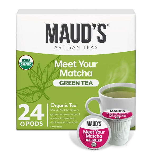 Maud's Organic Matcha Green Tea Pods, Meet Your Matcha, Compatible w/ K-Cup Brewers, 24ct