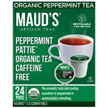 Maud's Organic Peppermint Tea Pods, Caffeine-Free Peppermint Pattie Tea, Compatible w/ K-Cup Brewers, 24ct