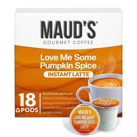 Maud's Pumpkin Spice Latte Pods, Love Me Some Pumpkin Spice, Compatible w/ K-Cup Brewers, 18ct