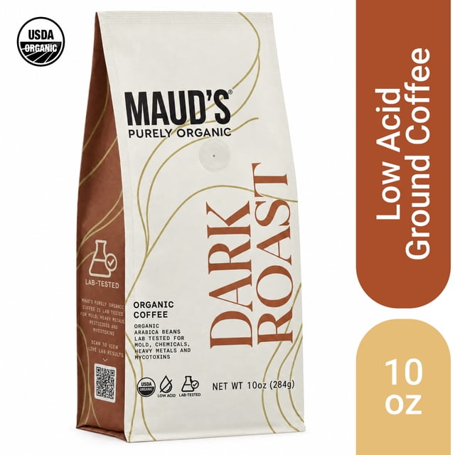 Sol Acid Maud's Purely Organic Low Acid Dark Roast Ground Coffee - 10oz | Lab ...