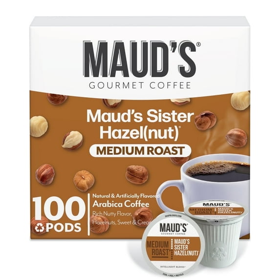 Maud's Sweet Hazelnut Medium Roast Coffee Pods, Sister Hazelnut, Compatible w/ K-Cup Brewers, 100ct