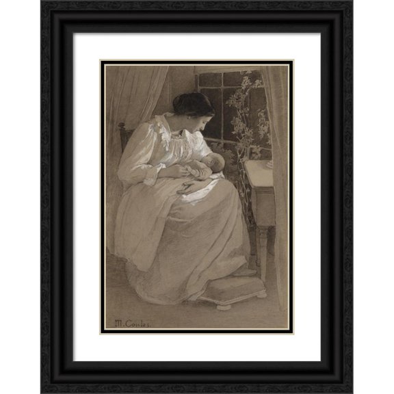 Maude Alice Cowles 18x24 Black Ornate Framed Double Matted Museum Art Print Titled: Lullaby (C. 1890)