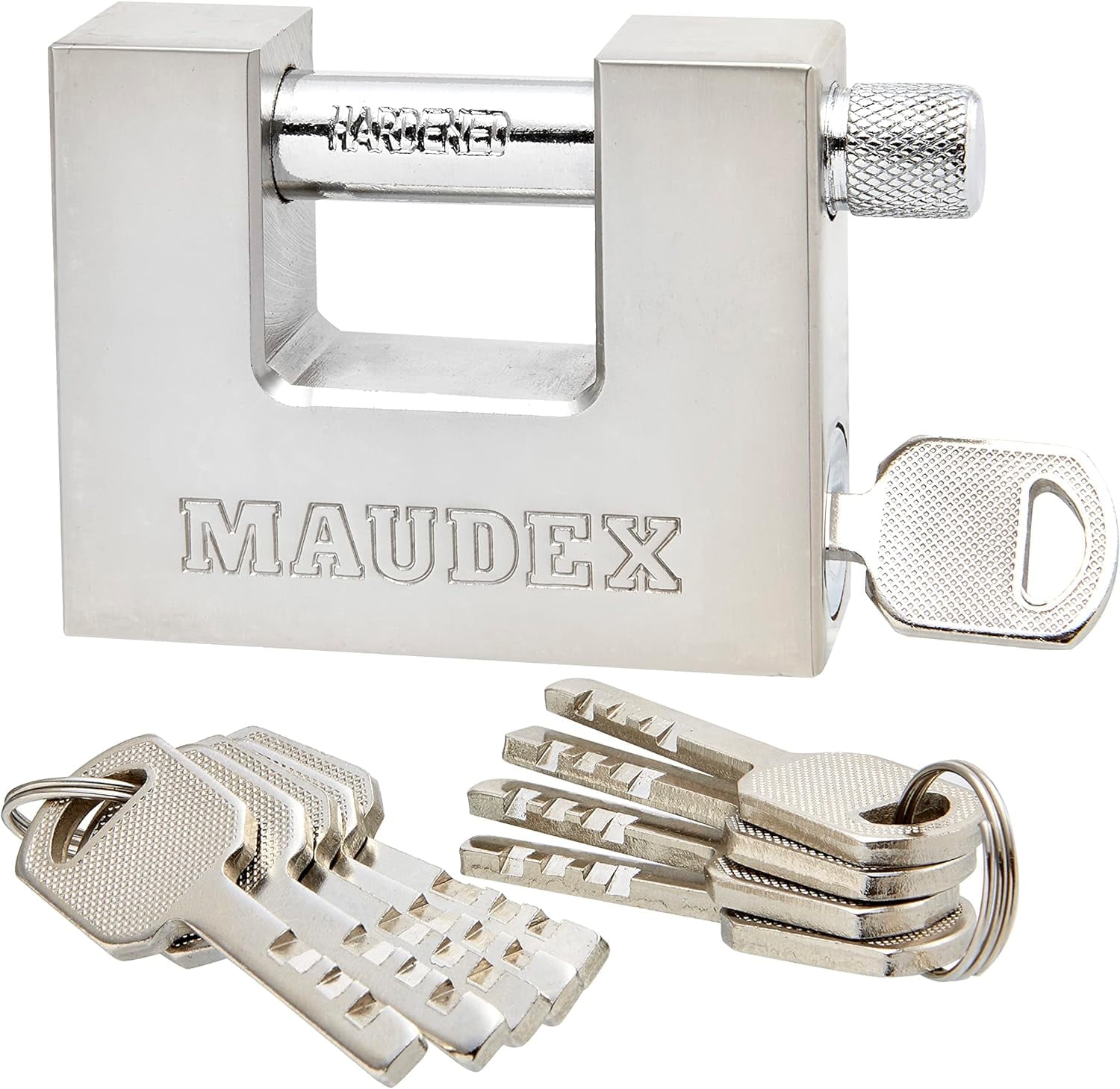Maudex 70mm Heavy Duty Silver Steel Padlock with 10 Keys