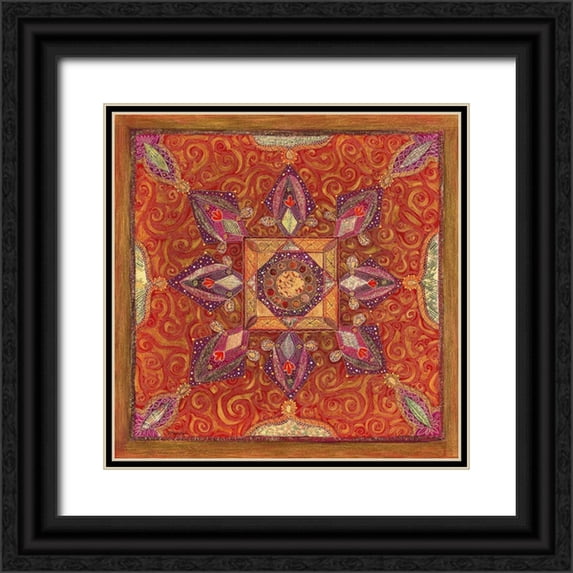 Maugeri, Valerie 20x20 Black Ornate Wood Framed with Double Matting Museum Art Print Titled - Carre Indien I