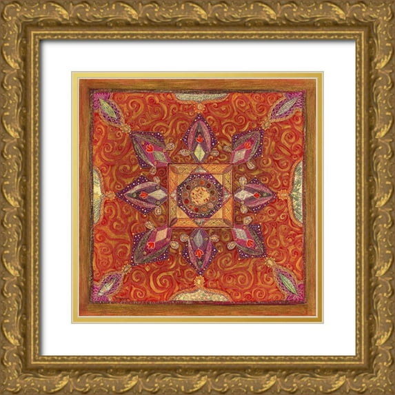 Maugeri, Valerie 26x26 Gold Ornate Wood Framed with Double Matting Museum Art Print Titled - Carre Indien I