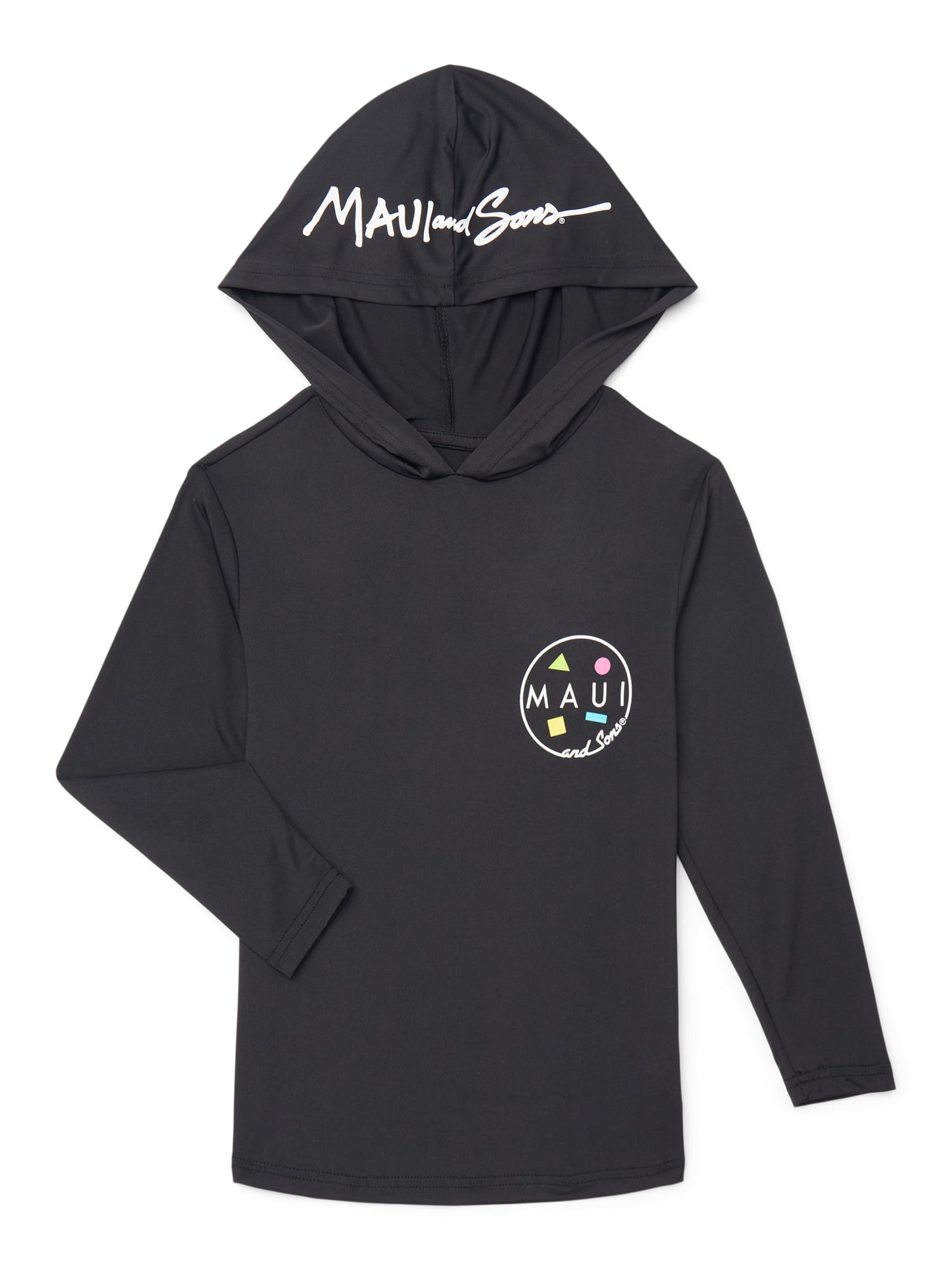 Maui and Sons Boys Logo Hooded Sun Shirt with UPF 50+, Sizes XS-XL
