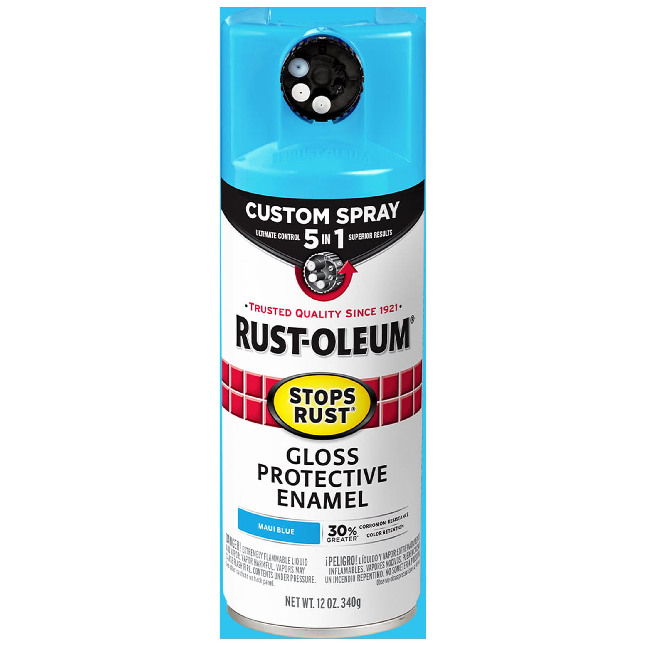 Maui Blue, RustOleum Stops Rust Custom Spray 5 in 1 Gloss Spray Paint