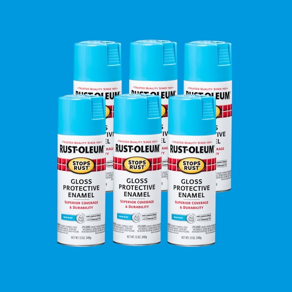 6 Pack, Maui Blue, Rust-Oleum Stops Rust Gloss Protective Enamel Spray Paint-269292, 12 oz
