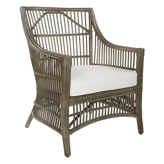 Maui Chair with Cream Cushion and Gray Washed Rattan Frame