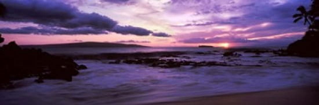 Maui Coast at sunset Makena Maui Hawaii USA Canvas Art - Panoramic Images (18 x 6)