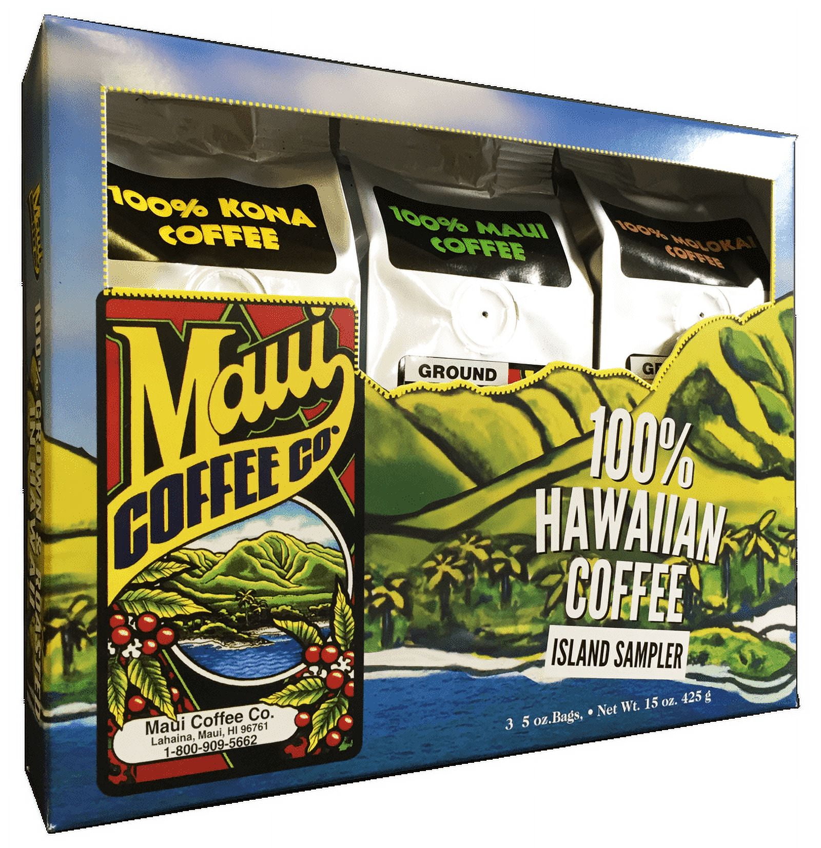 Maui Coffee Company 3 Pack Gift Set - 100 % Maui & Molokai & Kauai Coffee
