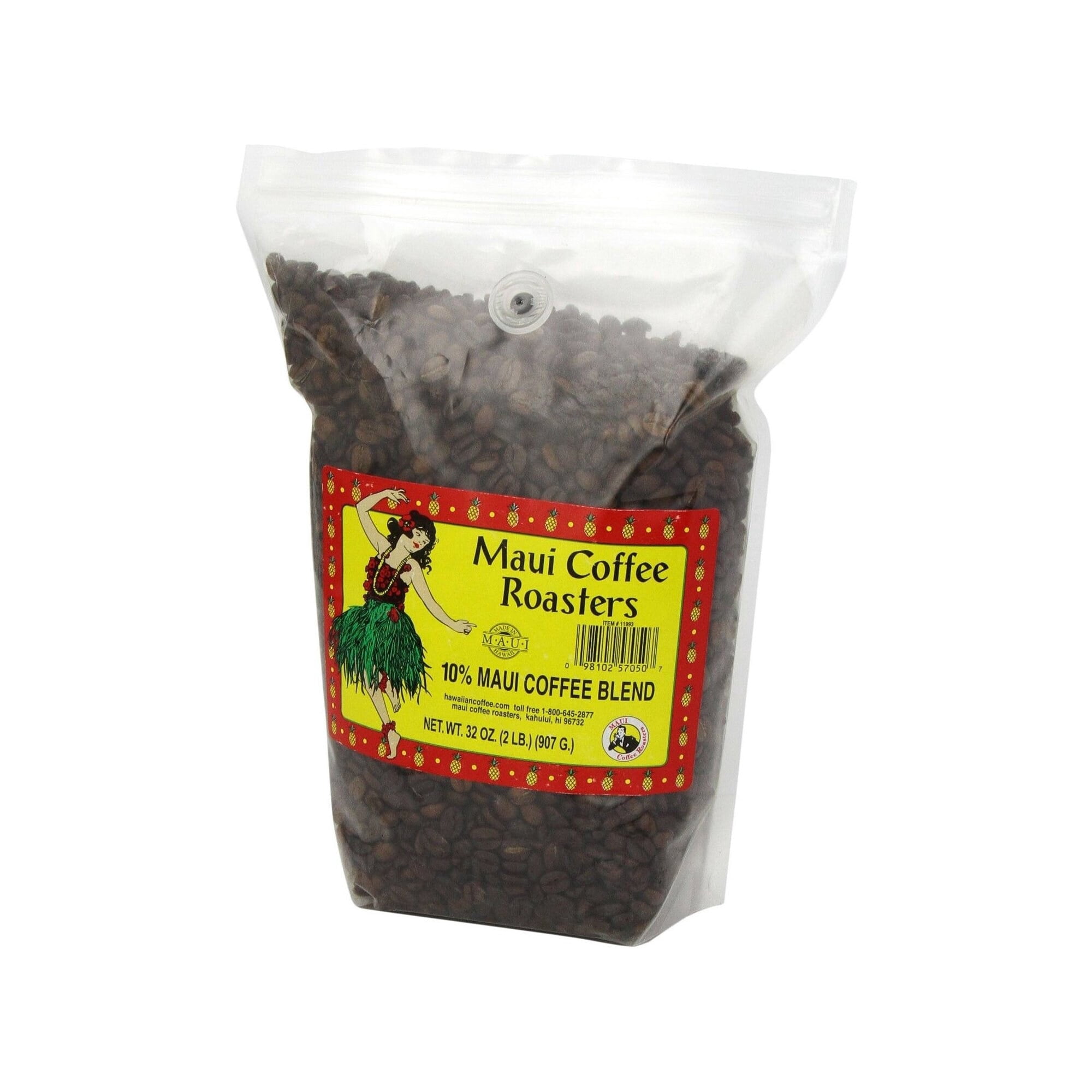 Maui Coffee Roasters Whole Bean 10% Maui Coffee Blend  2 Pounds