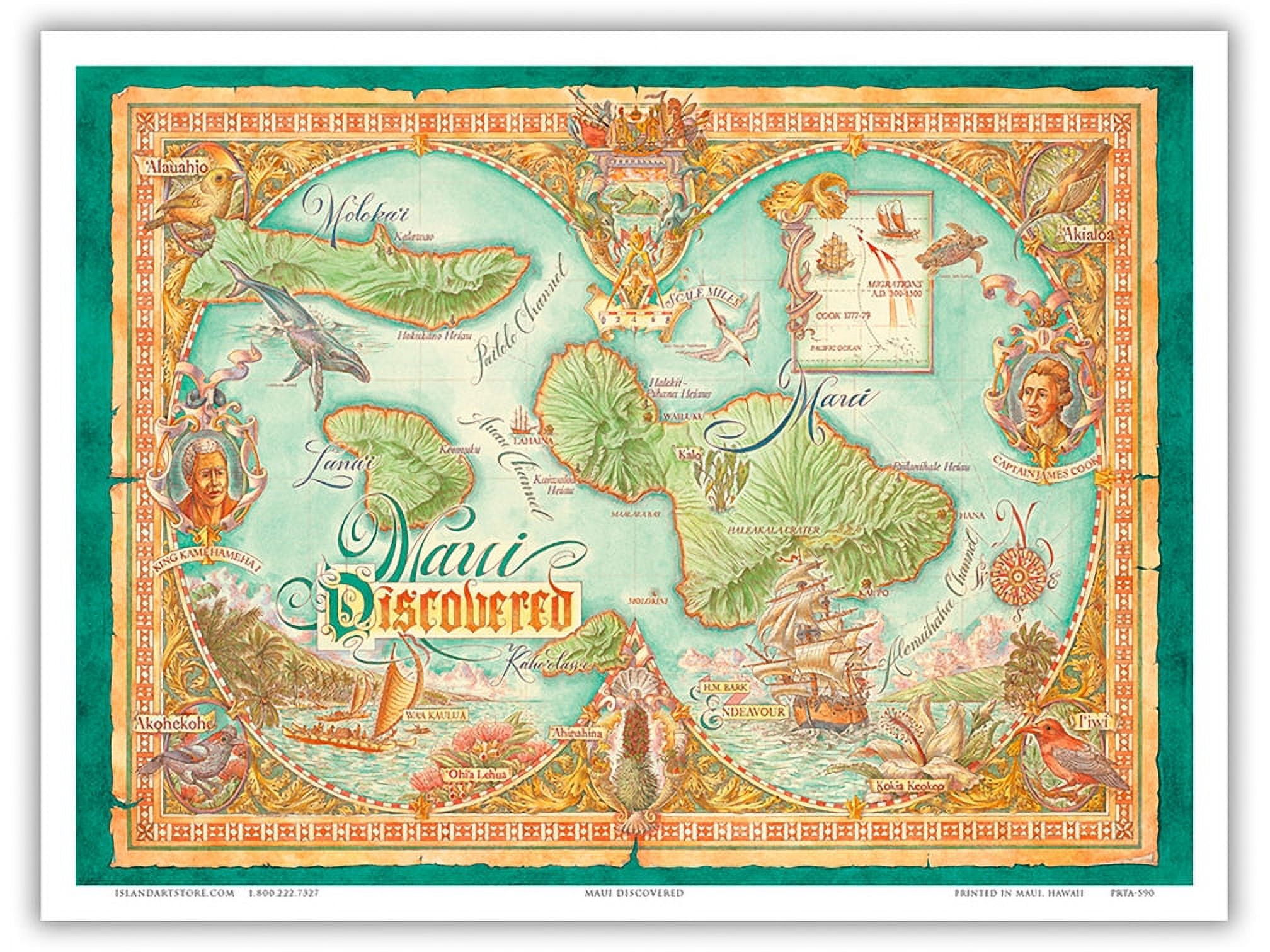 Maui Discovered - Map of the Hawaiian Islands of Maui Lana’i Moloka’i ...