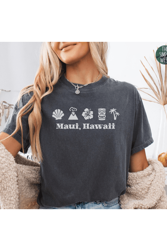 Maui Hawaii Floral Graphic T-Shirt Island Summer Tee
