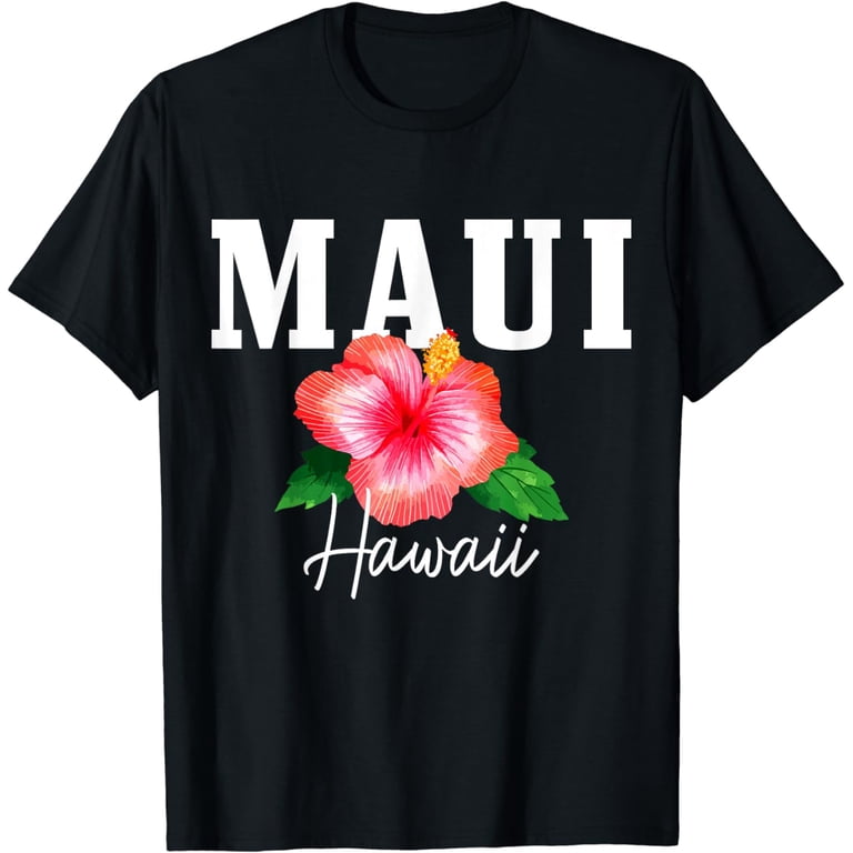 Maui Hawaii Floral Hibiscus Surf Surfer Vintage Hawaiian T-Shirt