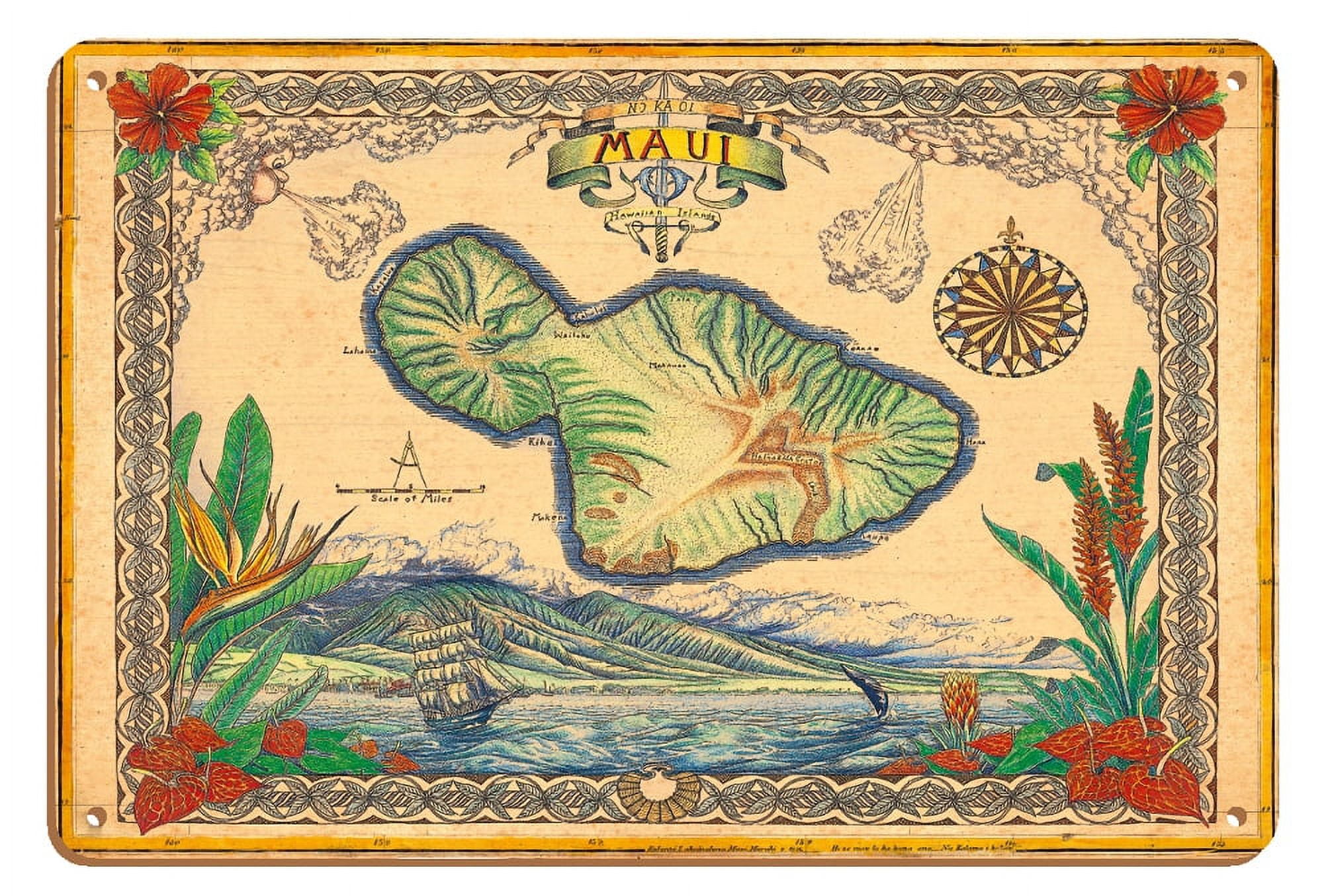 Maui Hawaii No Ka 'Oi (Maui is the Best) - Vintage Pictorial Map by