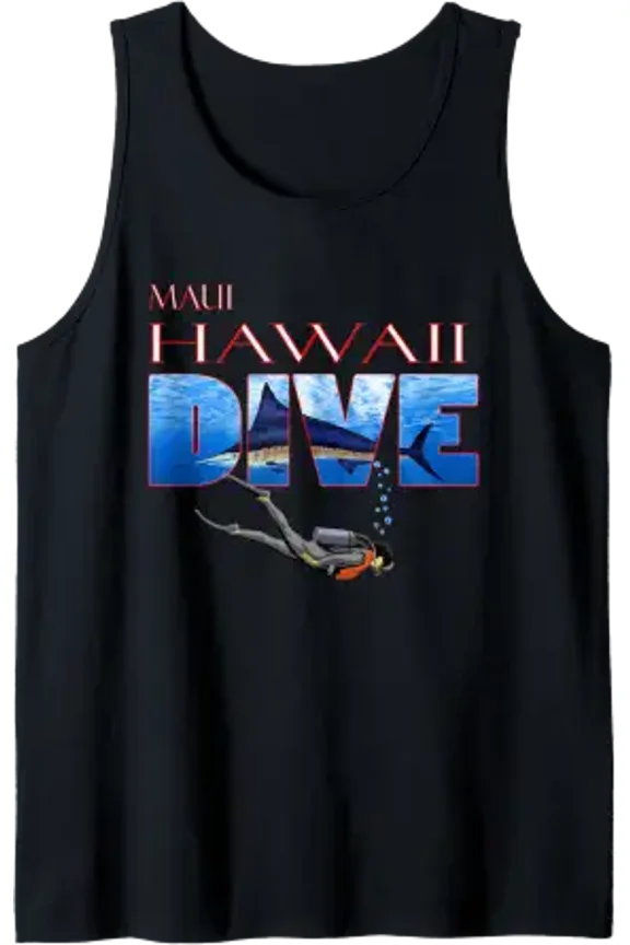 Maui Hawaii Scuba Diver Ocean Snorkeling Tank Top Size S-3XL