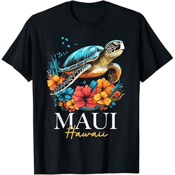 Maui Hawaii Sea Turtle Scuba Diving Flower Hawaiian Souvenir Casual ...