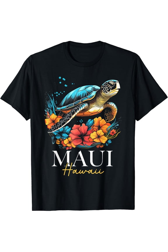 Maui Hawaii Sea Turtle Scuba Diving Flower Hawaiian Souvenir T-Shirt