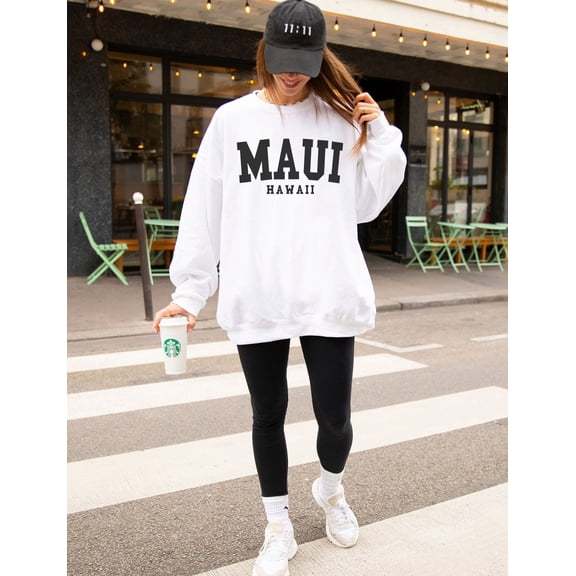 Maui Hawaii Sweatshirt, Trendy Preppy Sweatshirt, Aesthetic College Crewneck, Oversized Minimalist Sweater, Maui Hawaii Shirt All Size S-5Xl