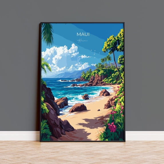 Maui Hawaii Travel Tropical Beach Hawaiian Island Landscape Vintage ...