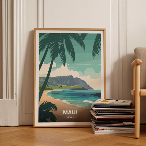 Maui Hawaii Tropical Beach Landscape Wall Art 2, Unframed Canvas 24x36in