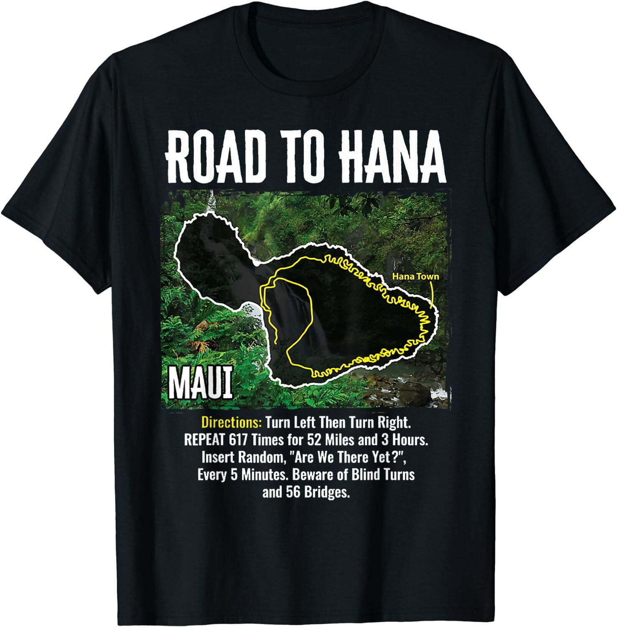 Maui Island Surfing Adventure Map T-Shirt - Explore the Road To Hana 