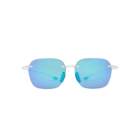 Maui Jim Komohana w/ Patented PolarizedPlus2 Lenses Polarized Rimless Sunglasses, Crystal Matte/Blue Hawaii Polarized, Small