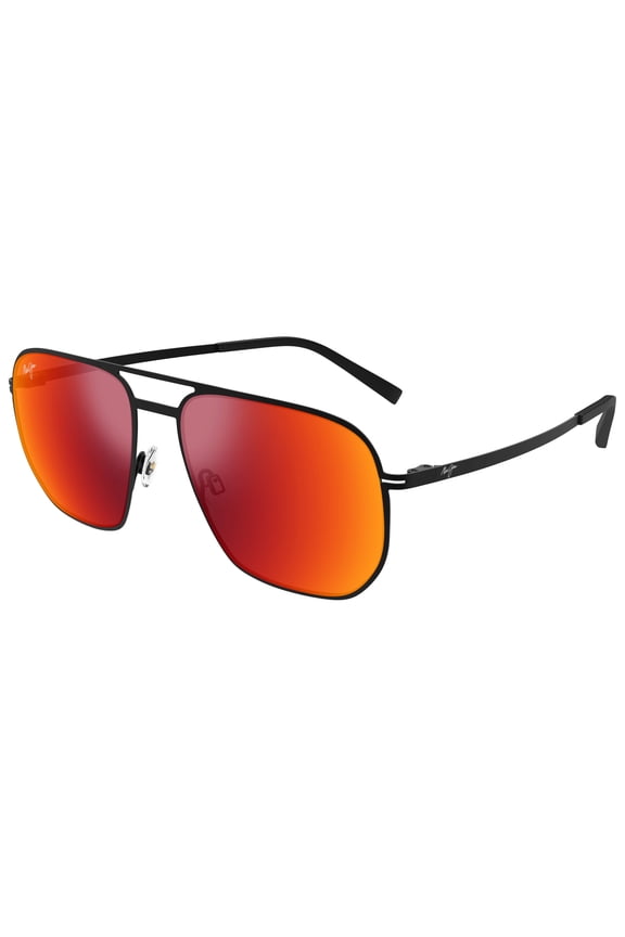 MJ0605S004 Red Mirror Aviator Sunglasses Sleek Black Frame Bold for Mens