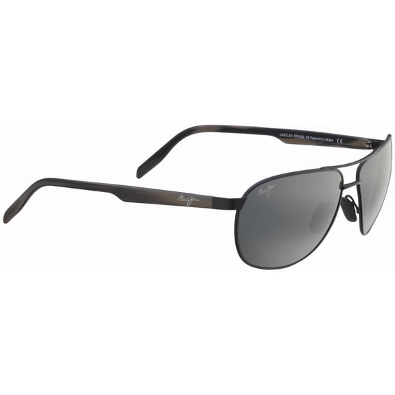 Maui Jim Castles 728, Matte Black/grey Lens, Sunglasses