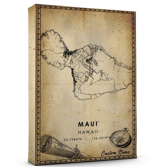 Maui Map Poster, Hawaii Map Art Poster, Canvas, Maui Map City vintage Poster, Street Map Artwork Poster, Maui Map Canvas - 89AZ895