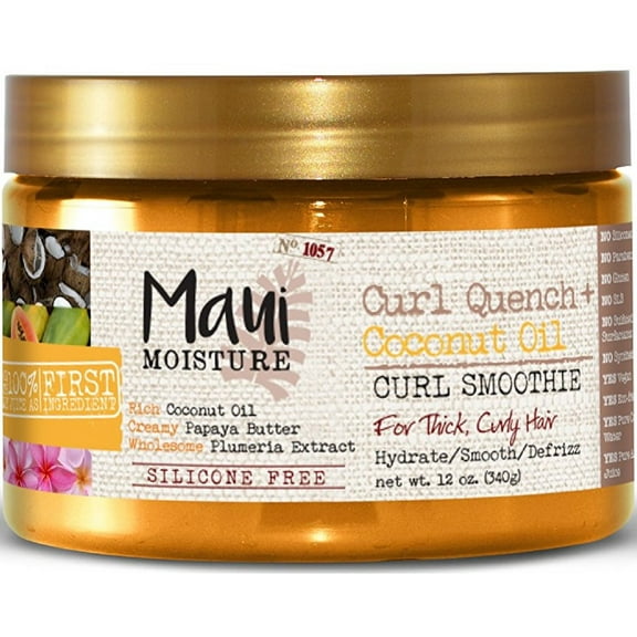 Maui Moisture Curl Quench + Coconut Oil Curl Smoothie 12 oz (Pack of 3)