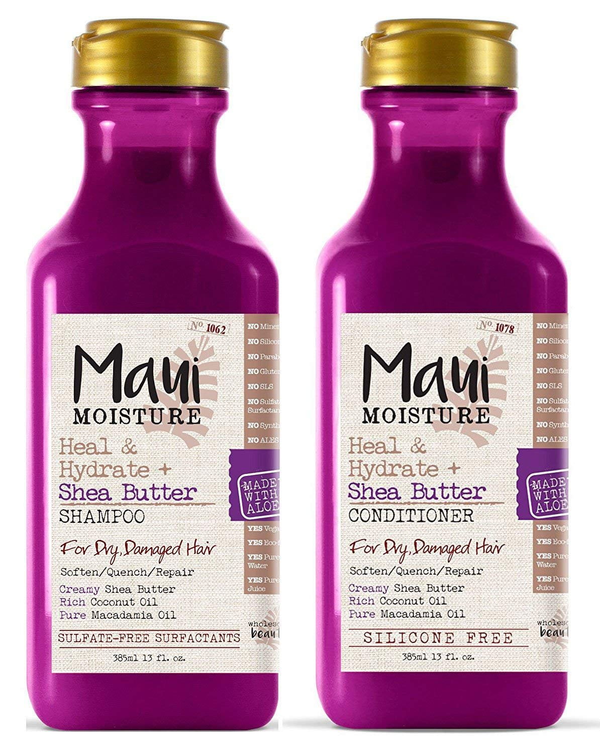 Maui Moisture Heal & Hydrate Shea Butter Shampoo & Conditioner for Dry , Damaged Hair, 13 fl oz