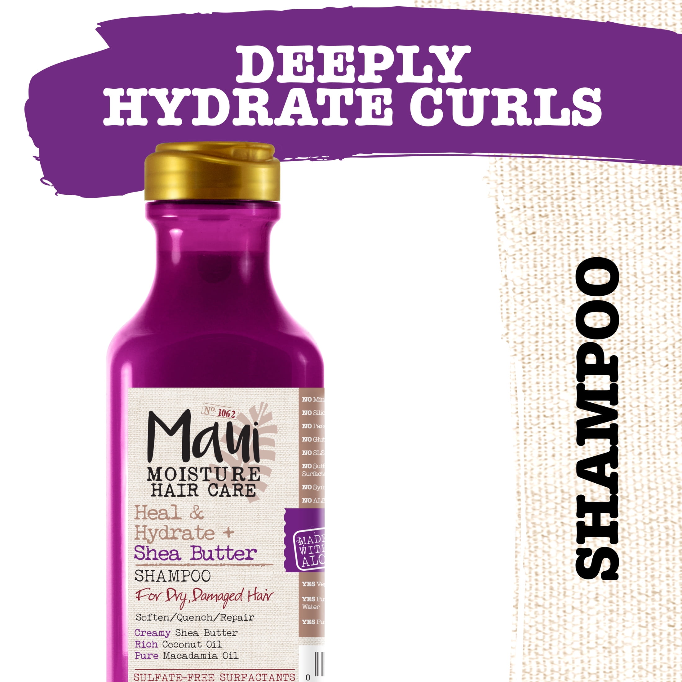 Maui Moisture Heal & Hydrate + Shea Butter Shampoo to Deeply Moisturize Tight Curly Hair, 13 fl oz  (图1)