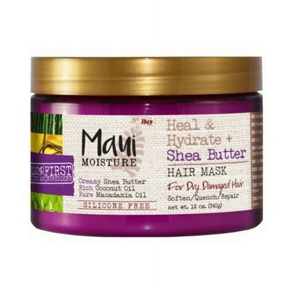 Maui Moisture Heal and Hydrate Plus Shea Butter Hair Mask Jar, 12 Oz, 2 Pack