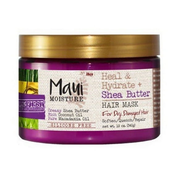 Maui Moisture Heal and Hydrate Plus Shea Butter Hair Mask Jar, 12 Oz, 2 Pack