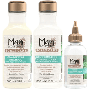 Maui Moisture Scalp Care Clarifying Shampoo, Rejuvenating Conditioner, & Curly Hair Serum Set