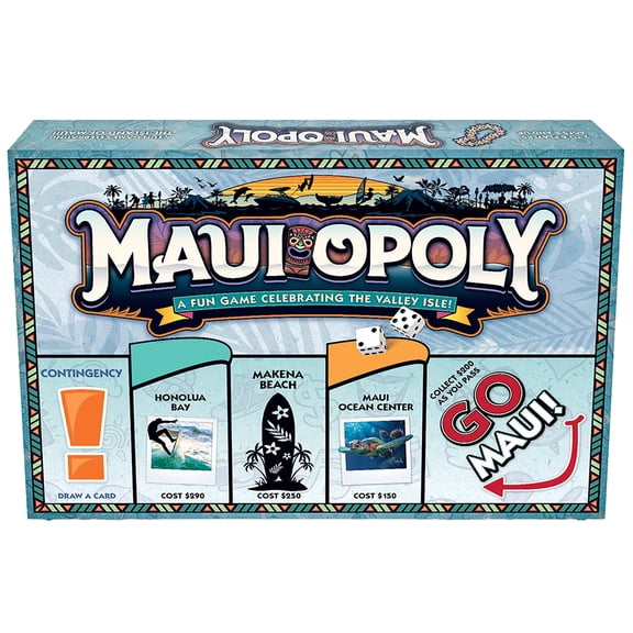 Late For The Sky: Maui-Opoly - Vacation Destination City Themed Opoly-Style Board Game, Family Strategy Play, 2-6 Players, Traditional or 1hr Version