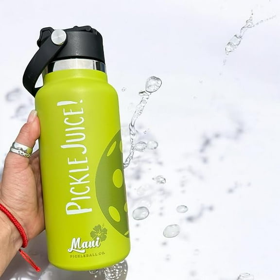 Maui Pickleball Co.™ Pickleball Water Bottle 32oz Pickleball Gifts Insulated Stainless Steel Water Bottle Funny Water Bottle PickleBall Accessories Sip/Straw Lid Pickleball Bottle Viral TikTok joke